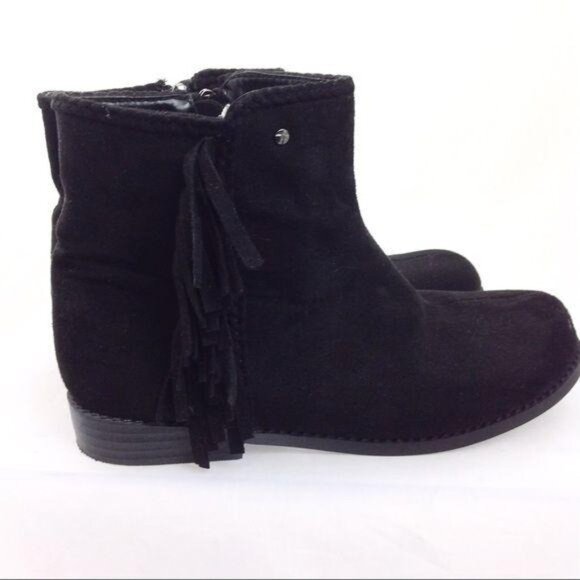 Tahari Vegan‎ Suede Leather Fringe Boho Ankle Boots Size 5 - Picture 4 of 8